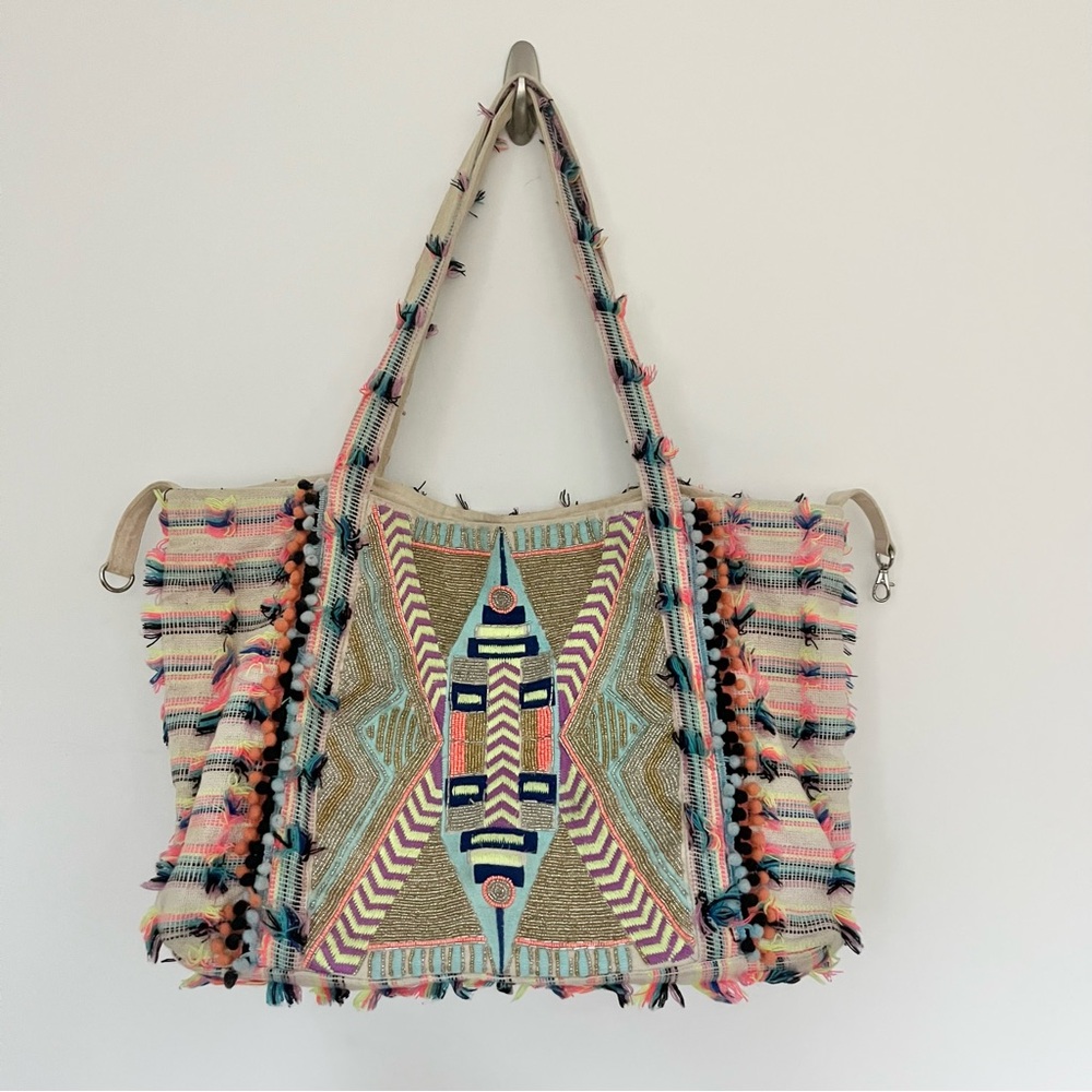 Handwoven Boho Tote Bag in Multicolor